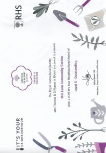 Britian in Bloom Its Your Neighbourhood Award Level 5 - Outstanding